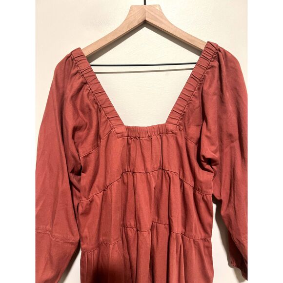 Free People Blue Jean Babydoll Dress Denim Mini Square Neck Puff Sleeve Small - Picture 9 of 10